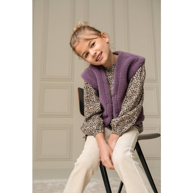 Like Flo Meisjes reversibel gilet teddy - Dewi - Lavendel