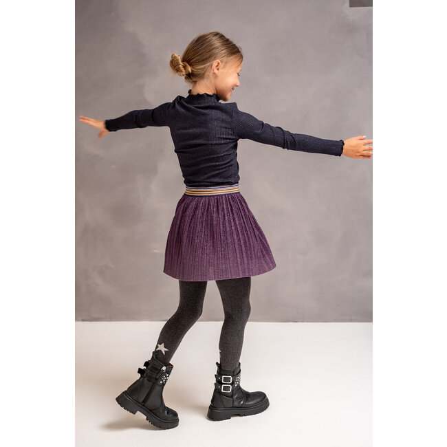Like Flo Meisjes rok plisse glitter - Holly - Grape