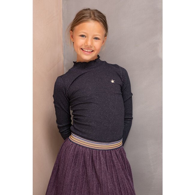 Like Flo Meisjes rok plisse glitter - Holly - Grape