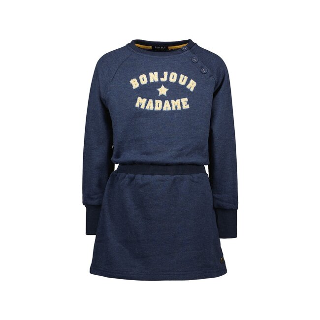 Like Flo Meisjes sweat jurk Mima Indigo blauw melee