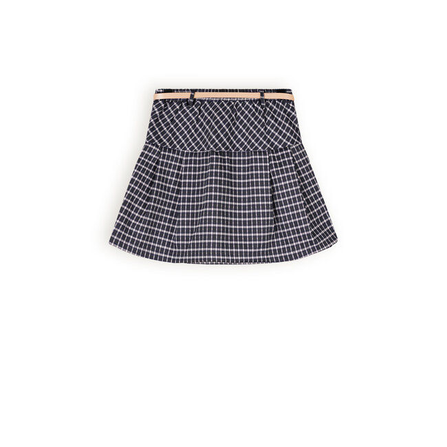 NoBell Meisjes rok geruit met riem - Nimmy - Navy blauw