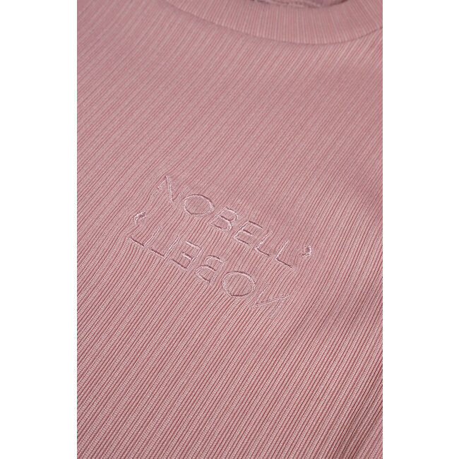 NoBell Meisjes cropped top LS fijne rib - Krop - Vintage roze