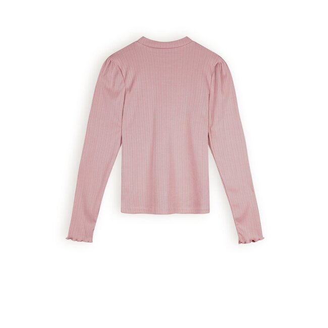 NoBell Meisjes cropped top LS fijne rib - Krop - Vintage roze