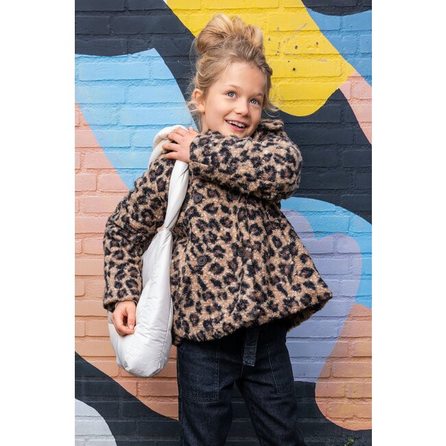 Like Flo Meisjes winterjas met capuchon - Alexa - Hazelnoot panter