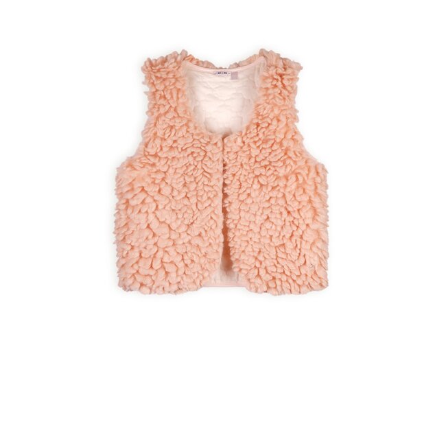 NoNo Meisjes reversibel gilet fluffy fur - Katya - Pale Blush
