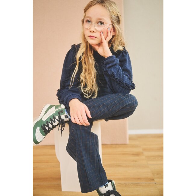 NoNo Meisjes t-shirt jersey fancy mouw - Kysa - Navy blauw