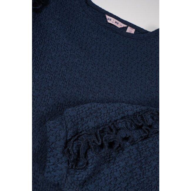 NoNo Meisjes t-shirt jersey fancy mouw - Kysa - Navy blauw