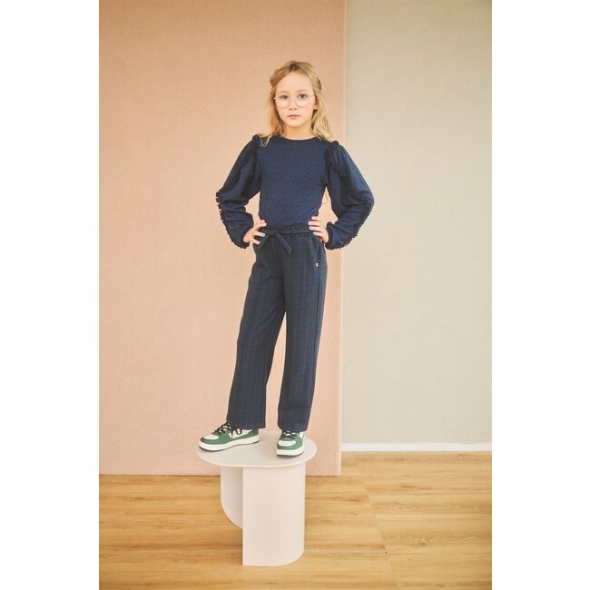 NoNo Meisjes t-shirt jersey fancy mouw - Kysa - Navy blauw