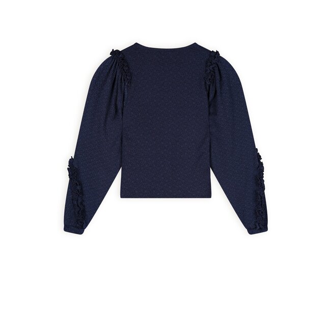 NoNo Meisjes t-shirt jersey fancy mouw - Kysa - Navy blauw