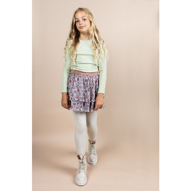 MAYCE Meisjes shirt rib ruffel - Pistache groen