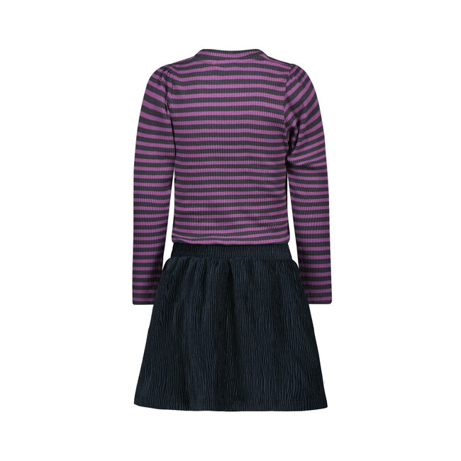 Like Flo Meisjes jurk - Mel - Lavendel / grijs gestreept
