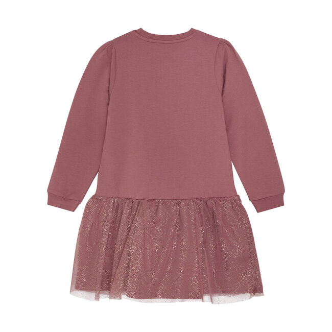 Minymo Meisjes sweat jurk - Deco roze