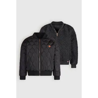 NoBell Meisjes reversibel winterjas met verborgen capuchon - Zwart