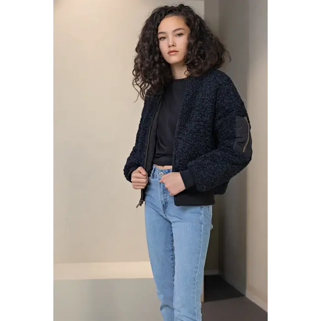 NoBell Meisjes reversibel winterjas met verborgen capuchon - Zwart