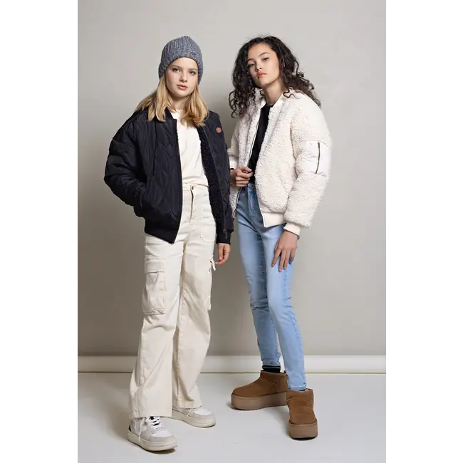 NoBell Meisjes reversibel winterjas met verborgen capuchon - Zwart