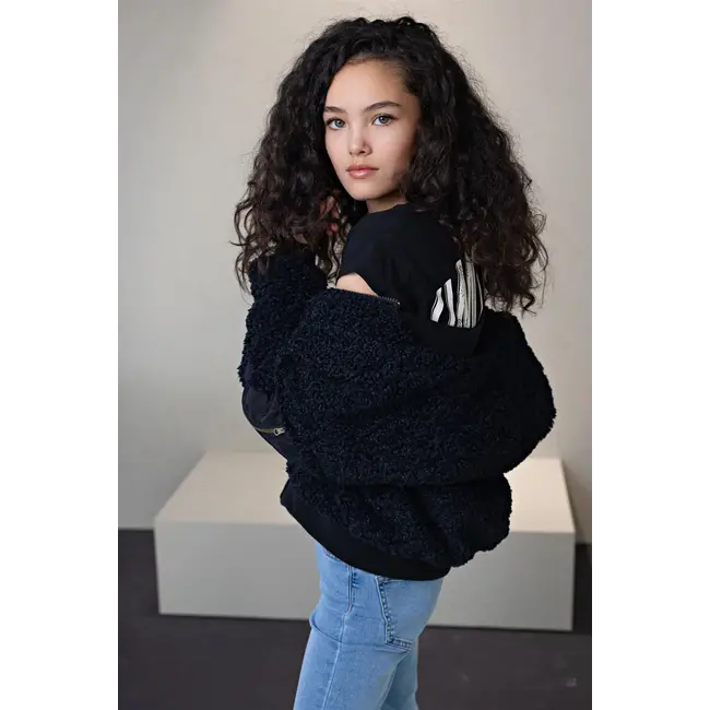 NoBell Meisjes reversibel winterjas met verborgen capuchon - Zwart