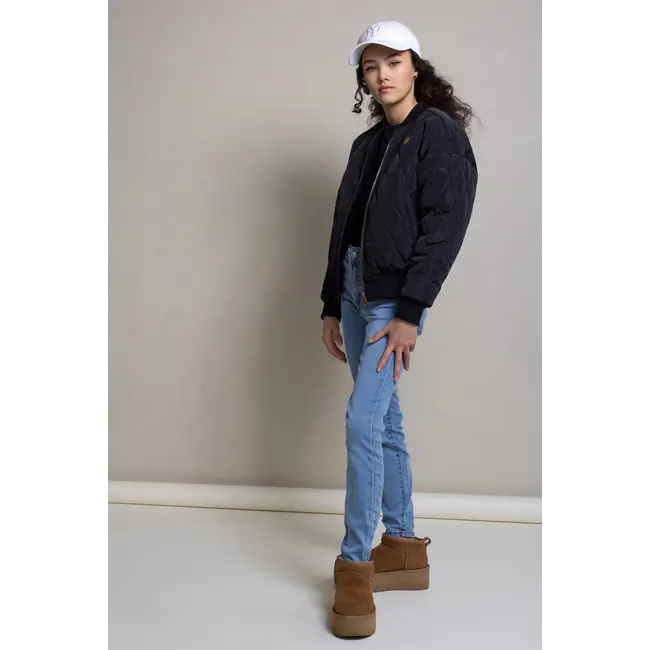 NoBell Meisjes reversibel winterjas met verborgen capuchon - Zwart