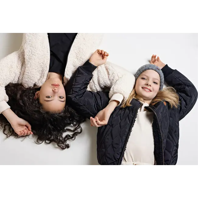 NoBell Meisjes reversibel winterjas met verborgen capuchon - Zwart