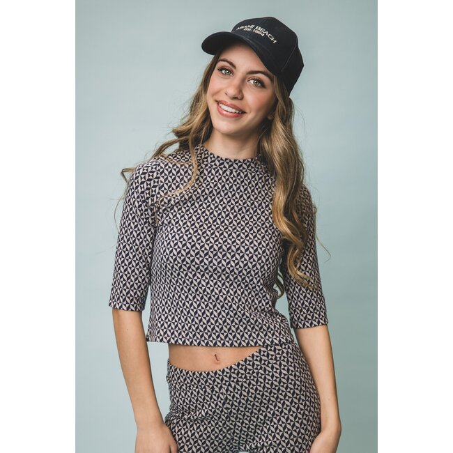 LOOXS 10sixteen Zomer top meisjes jaquard - Geomatric paars/grijs