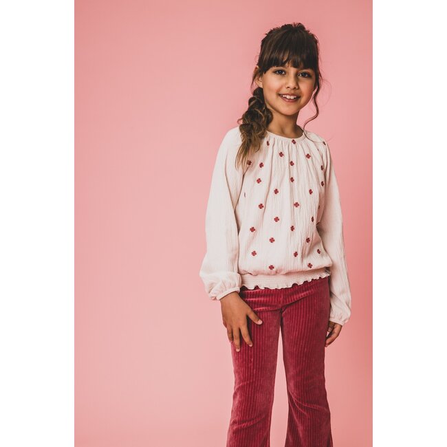 LOOXS Little Zomer top meisjes jersey embroidery - Milkshake beige