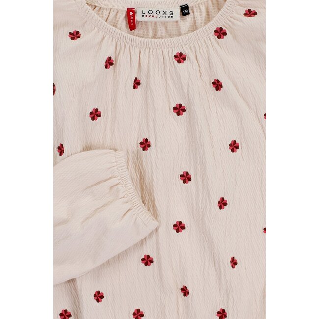 LOOXS Little Zomer top meisjes jersey embroidery - Milkshake beige