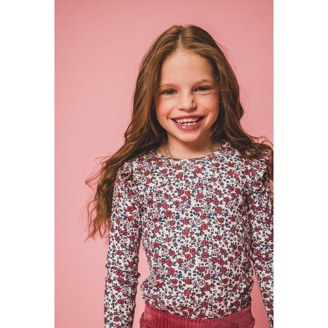 LOOXS Little Zomer shirt meisjes pointel l/s - AOP bloemen multi