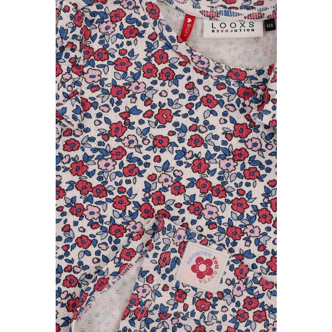 LOOXS Little Zomer shirt meisjes pointel l/s - AOP bloemen multi