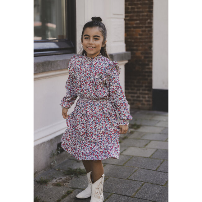 LOOXS Little Zomer jurk meisjes jersy crinkle - AOP bloemen multi