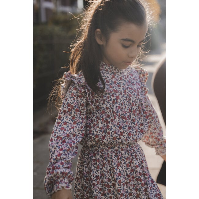 LOOXS Little Zomer jurk meisjes jersy crinkle - AOP bloemen multi