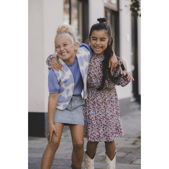 LOOXS Little Zomer jurk meisjes jersy crinkle - AOP bloemen multi