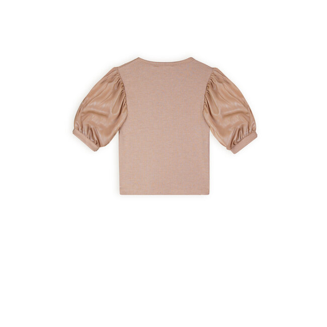 NoBell Zomer top meisjes Licht goud - rib - groot chiffon - korte mouw - Kylia