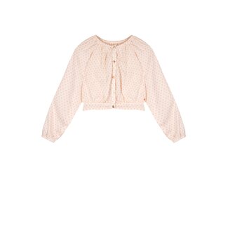 NoNo Zomer blouse meisjes Ivoor wit - AOP hartjes - cropped - Tomas