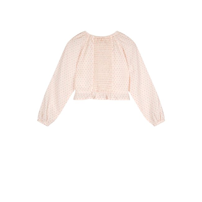 NoNo Zomer blouse meisjes Ivoor wit - AOP hartjes - cropped - Tomas