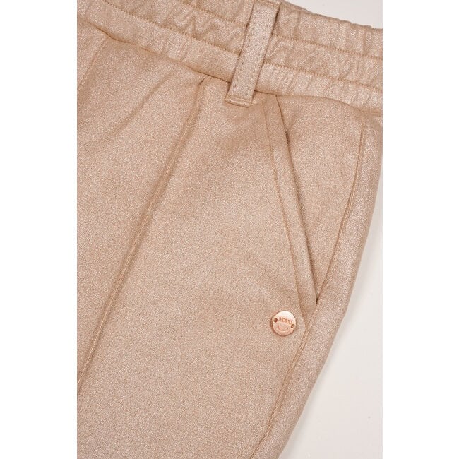 NoNo Zomer flair broek meisjes Licht goud - suede folie print - Soy