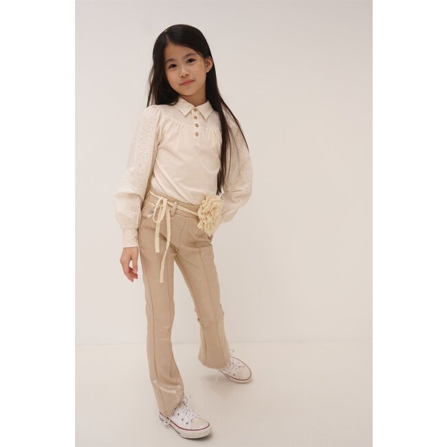 NoNo Zomer flair broek meisjes Licht goud - suede folie print - Soy