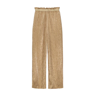 Like Flo Zomer broek meisjes Goud - plisse metallic + elastische tailleband
