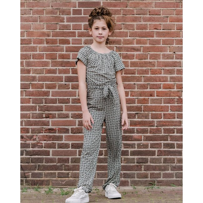 KIEstone Zomer jumpsuit meisjes - grafic zwart/wit - Jacky