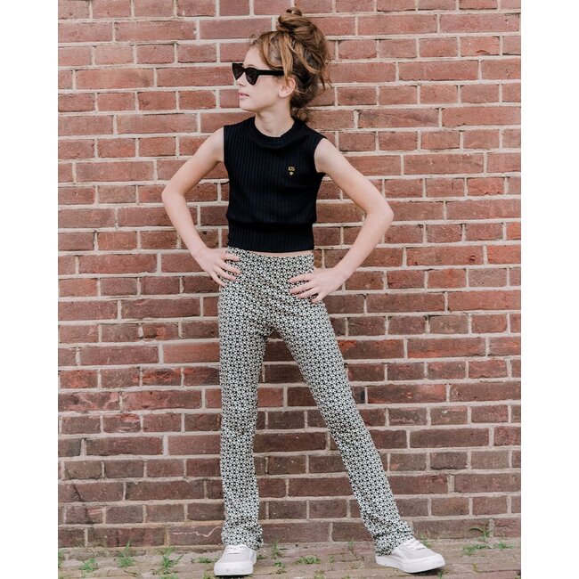 KIEstone Zomer broek meisjes - grafic zwart/wit - Flair