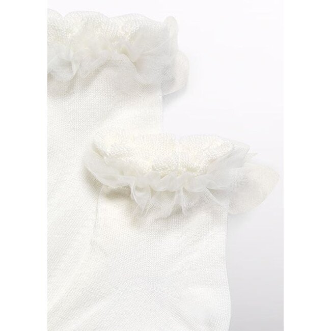 Abel & Lula Zomer sokken tule ruffel meisjes - creme wit