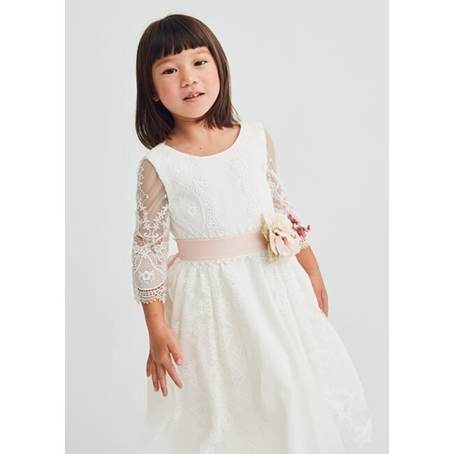 Abel & Lula Zomer jurk embroidery meisjes - creme wit