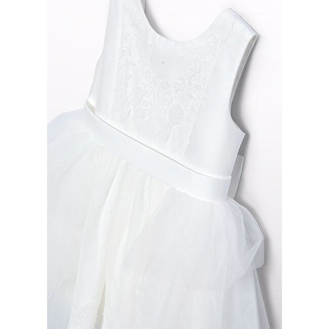 Abel & Lula Zomer jurk tule peplum meisjes - creme wit