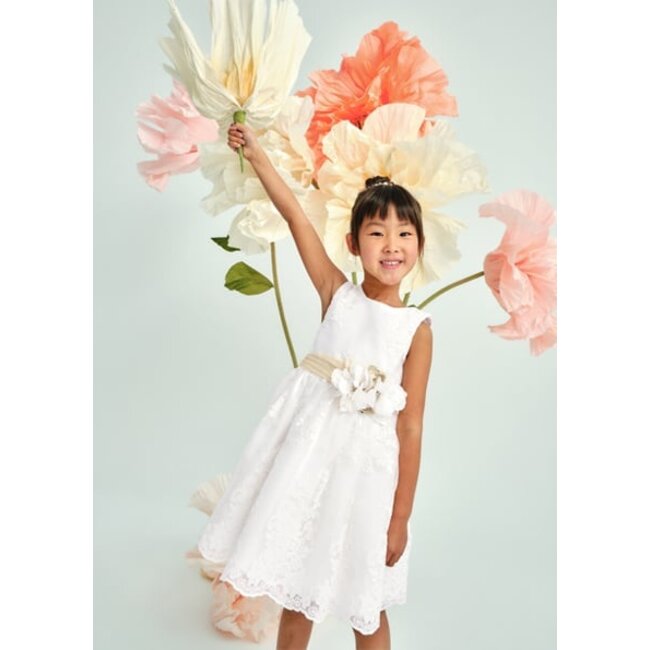 Abel & Lula Zomer jurk embroidery meisjes - creme wit