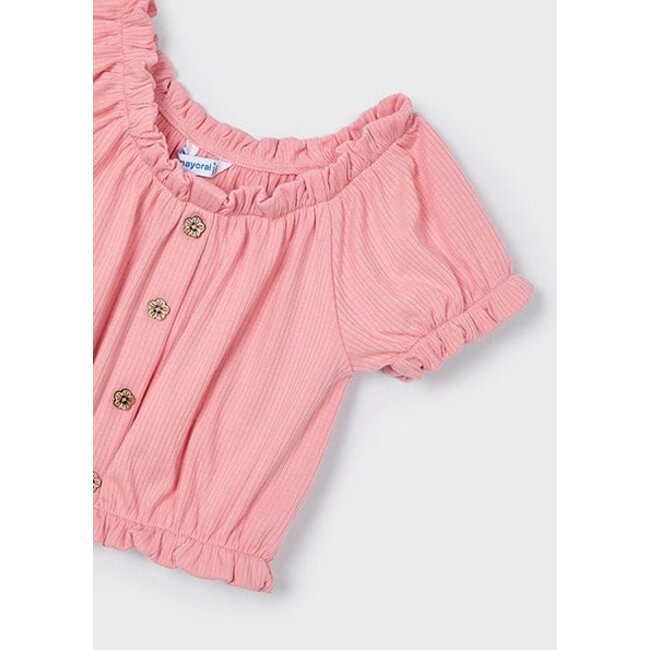 Mayoral Zomer t-shirt S/S meisjes - zalm roze