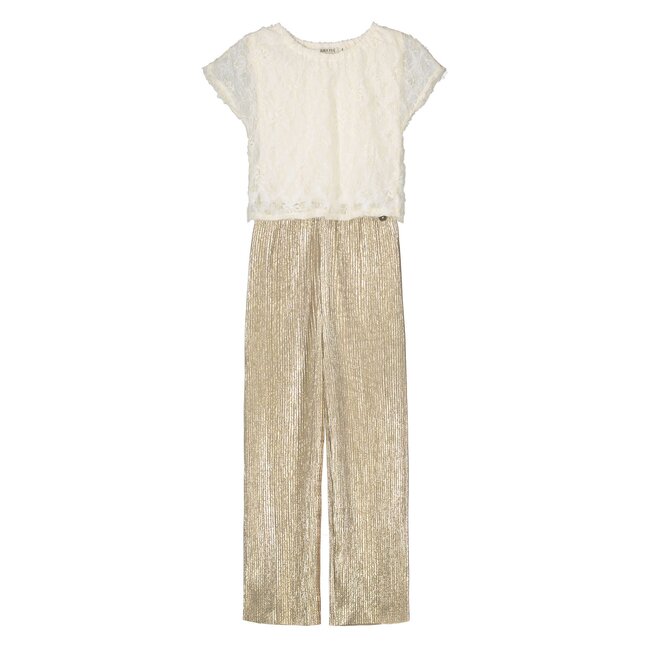 Like Flo Zomer jumpsuit meisjes Off wit - kant en plisse