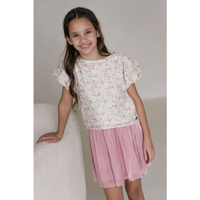 Like Flo Zomer top meisjes AOP multi - geweven - ballon mouwen - strik op achterkant