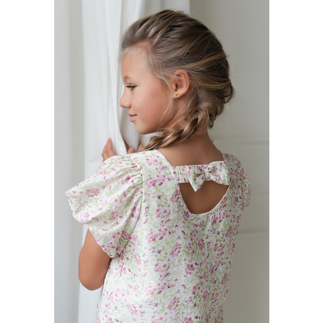 Like Flo Zomer top meisjes AOP multi - geweven - ballon mouwen - strik op achterkant