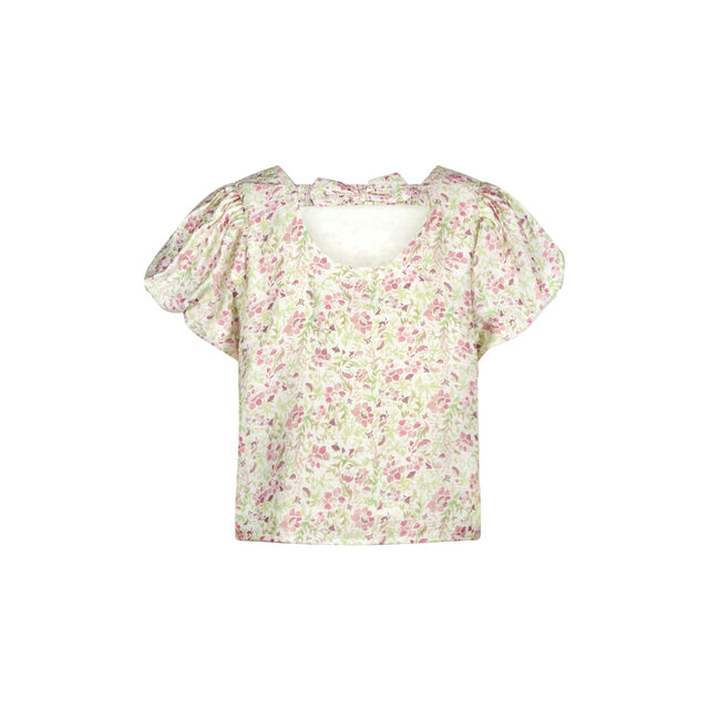 Like Flo Zomer top meisjes AOP multi - geweven - ballon mouwen - strik op achterkant