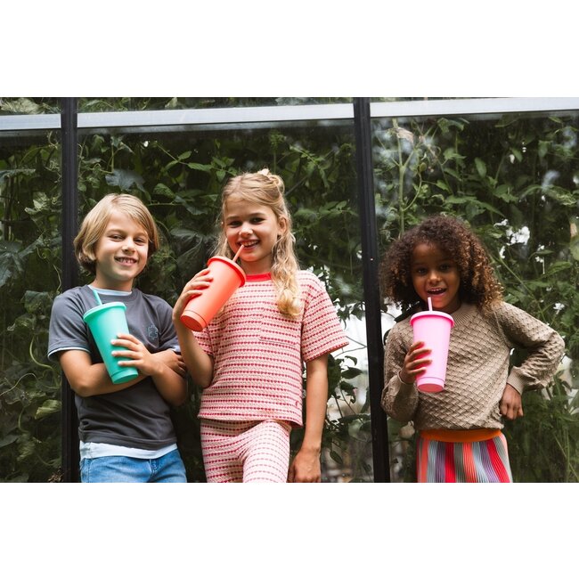 Quapi Zomer shirt meisjes - roze rood -  Filou