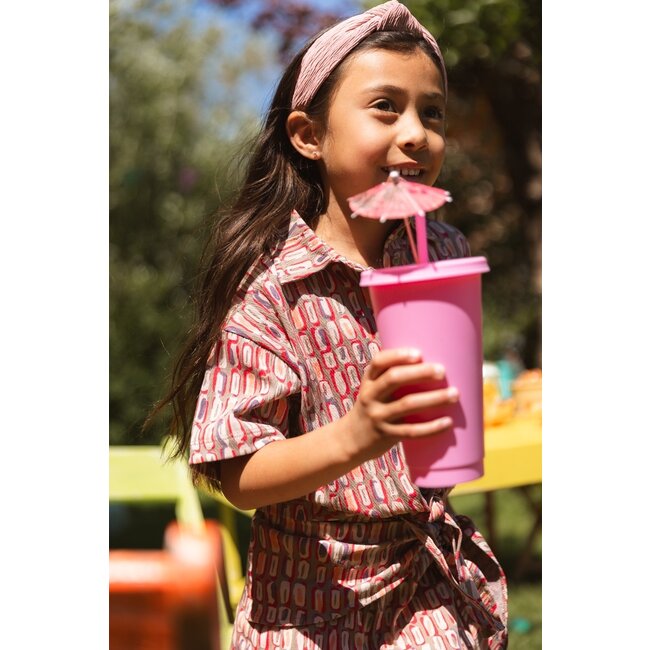 Quapi Zomer shirt meisjes - zand - AOP sketch -  Finette