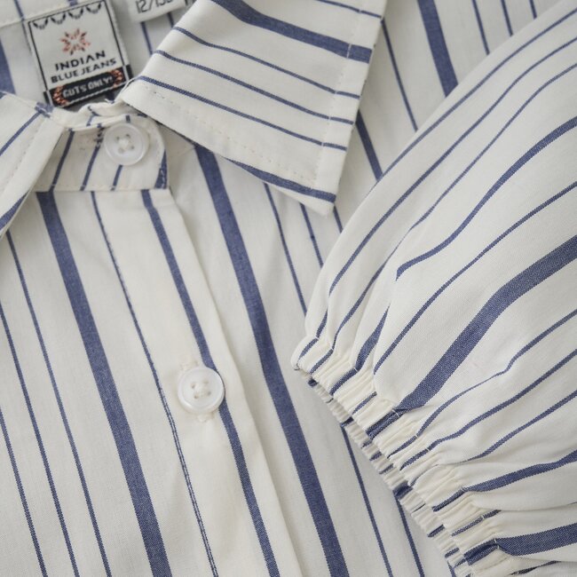 Indian Blue Jeans Zomer shirt L/S meisjes - navy blauw - gestreept